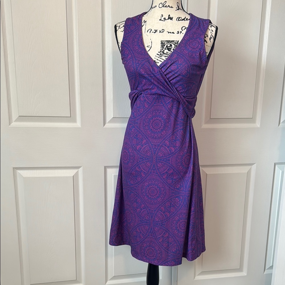 Purple Patterned Prana Sleeveless Dress